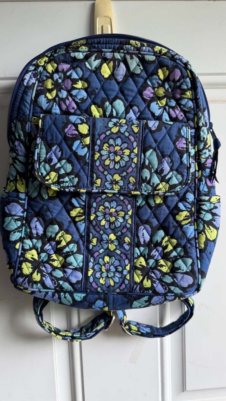 Vera Bradley Quilted Mini Backpack in Indigo Pop Floral Pattern